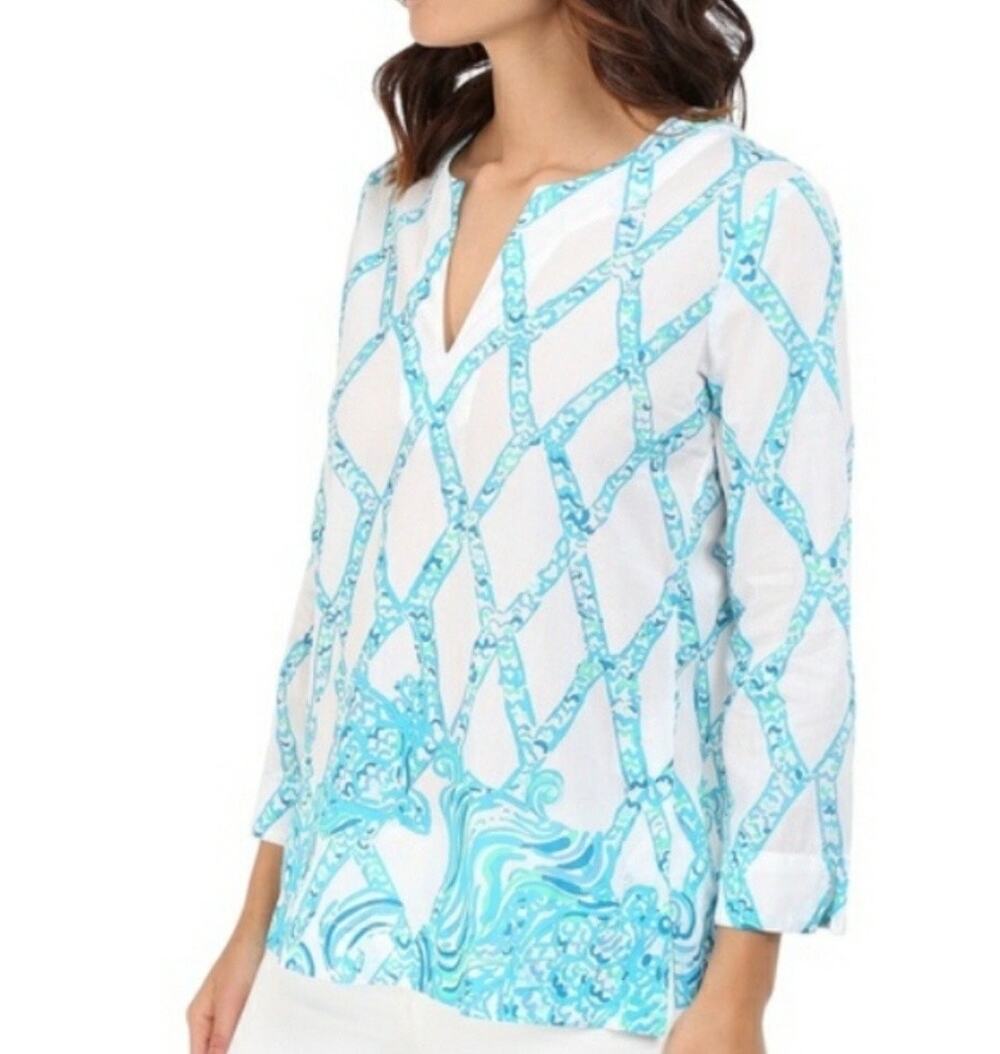 Lilly Pulitzer Amelia Island Tunic Top Turtle Cove Size XS